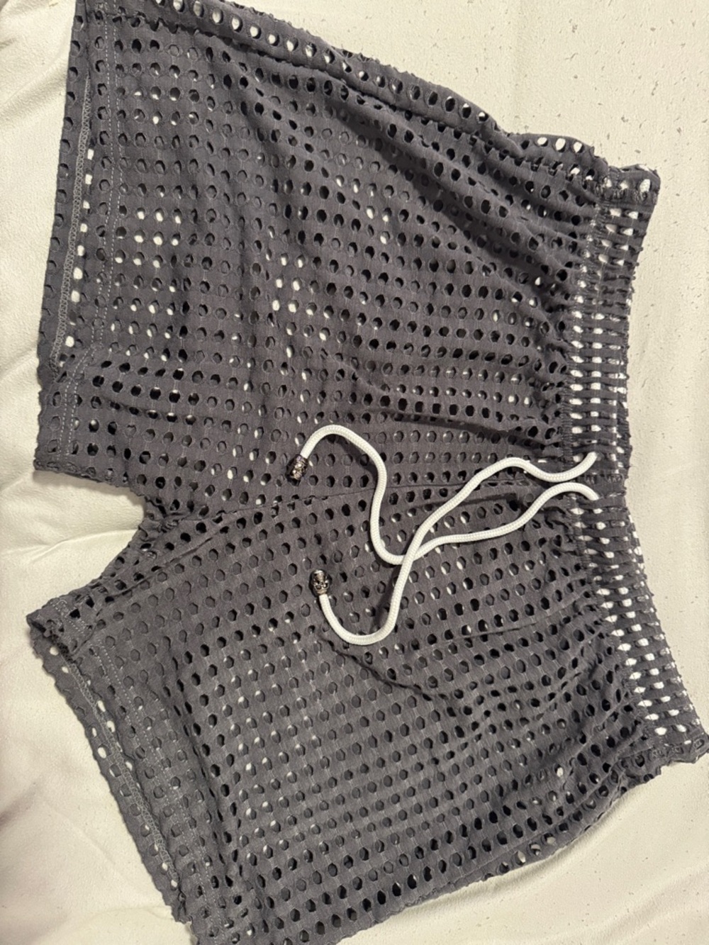 Men's Black Perforated Athletic Shorts with Drawcord